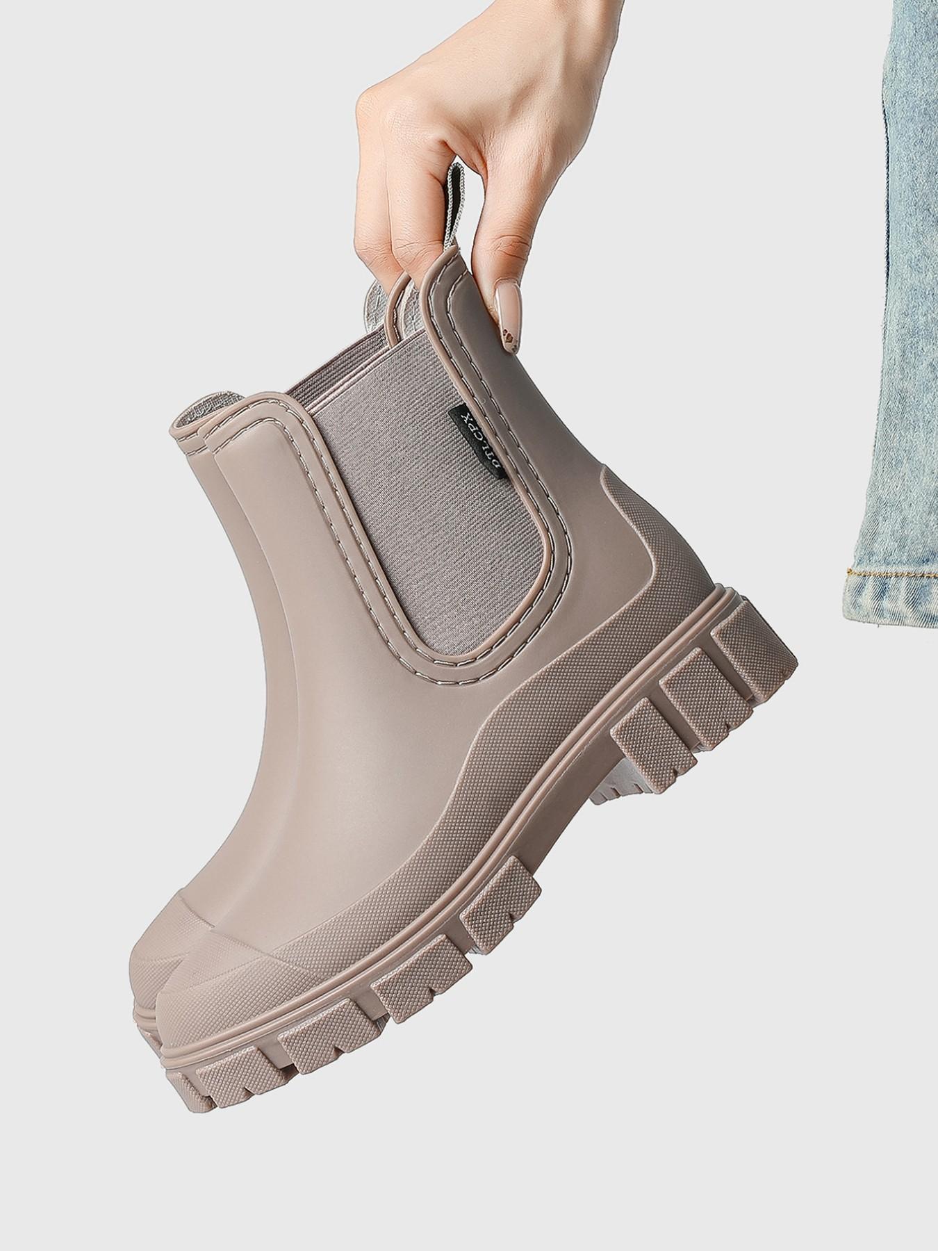 Women's Fashionable Waterproof Non-slip Rain Boots, Casual Comfortable Slip-on Boots, Perfect for Students and Outdoor Sports, Daily Wear Boots, Slip Resistant Boots, Round Toe Boot, Waterproof Footwear