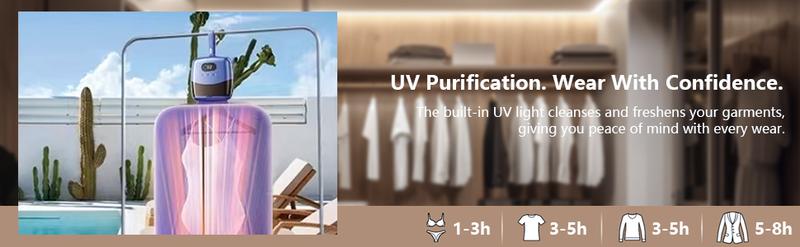 Portable Dryer Mini Dryer Features an adjustable timer and wrinkle-free heating function to quickly dry large quantities of clothes and shoes. Ideal for home, apartment, business trips, and travel use.