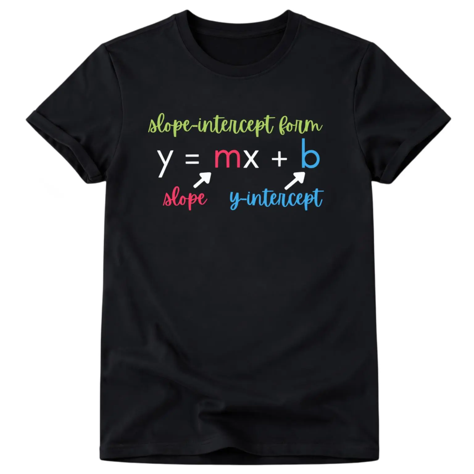 Men's Graphic Math Teacher Slope Intercept Form Algebra T-Shirt, Unisex Classic Stylish Seamless Short-Sleeve Vintage Crew Neck, 2026 Summer Printed Glossy Cotton, Regular Fit, Outdoor Casual Wear (Parties, Beach Use)