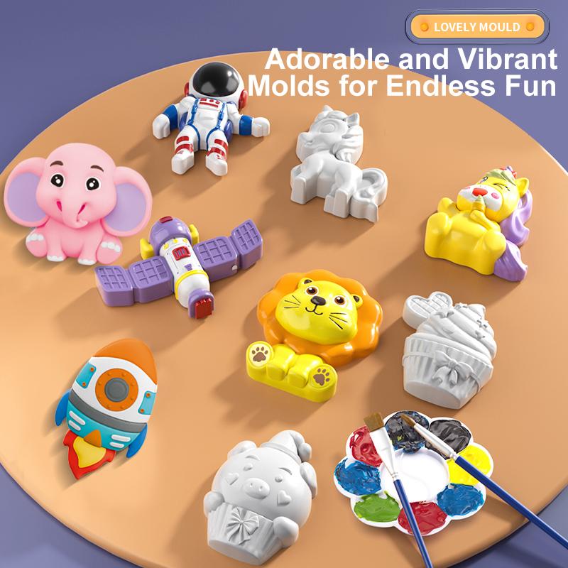 Kids Crafts Set, Ceramic Painting Kit, Paint Your Own DIY Ceramic Figurines, Painting Kit DIY Toys Kids, Birthday Gift  Plaster Gypsum