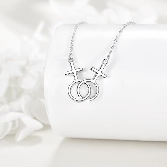 Women's Modern Lesbian LGBT Pride Choker Necklace - 17.7" Nickel-Free Chain with Love Symbol, Ideal for Valentine's Day, Anniversary, Wedding