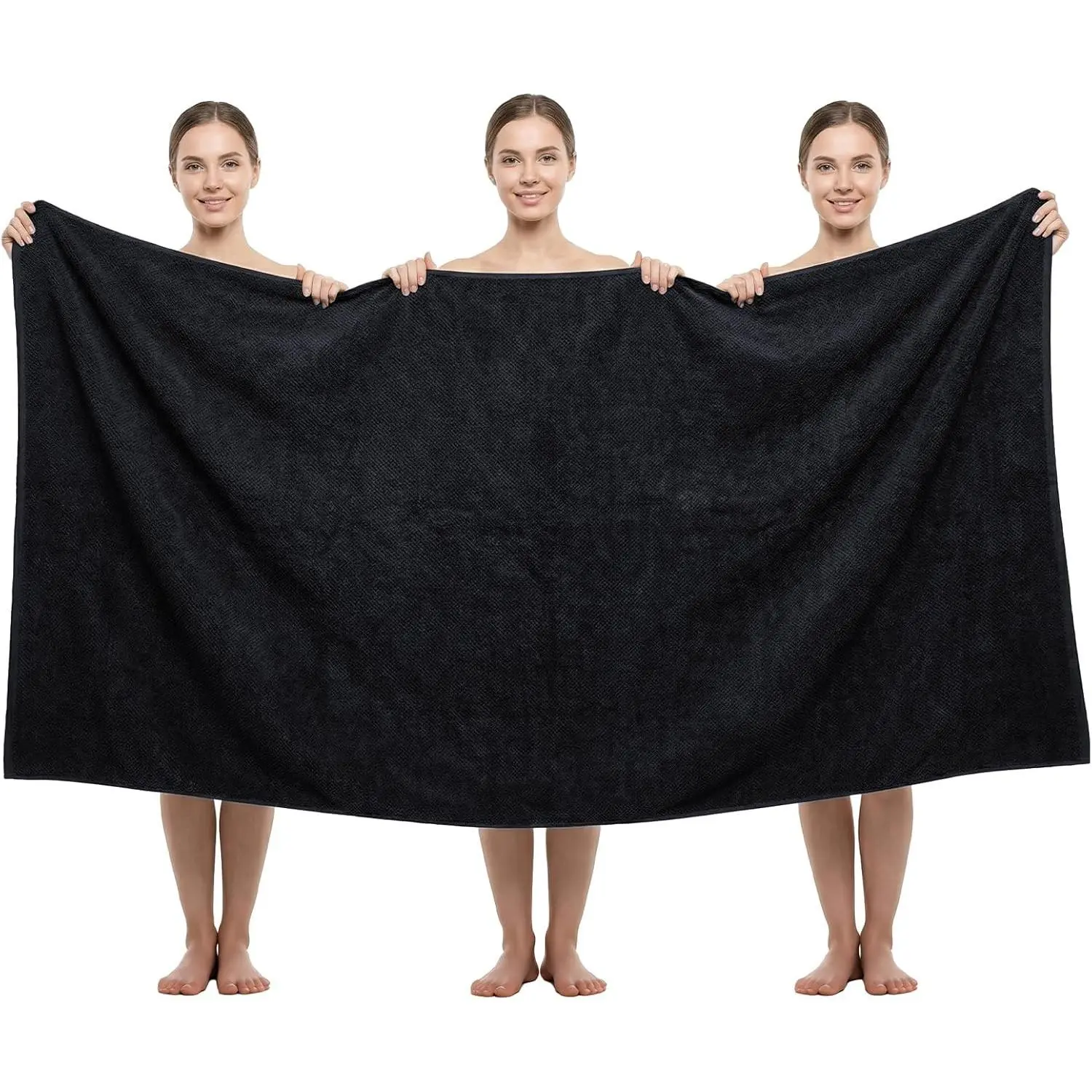 Pack of 1 Jumbo Bath Sheet, 40 x 80 Inches Microfiber Oversized Bath Towel for Bathroom, Extra Large & Lightweight, Quick-Dry, Super Soft & Highly Absorbent, Perfect to Wrap Yourself In, Black