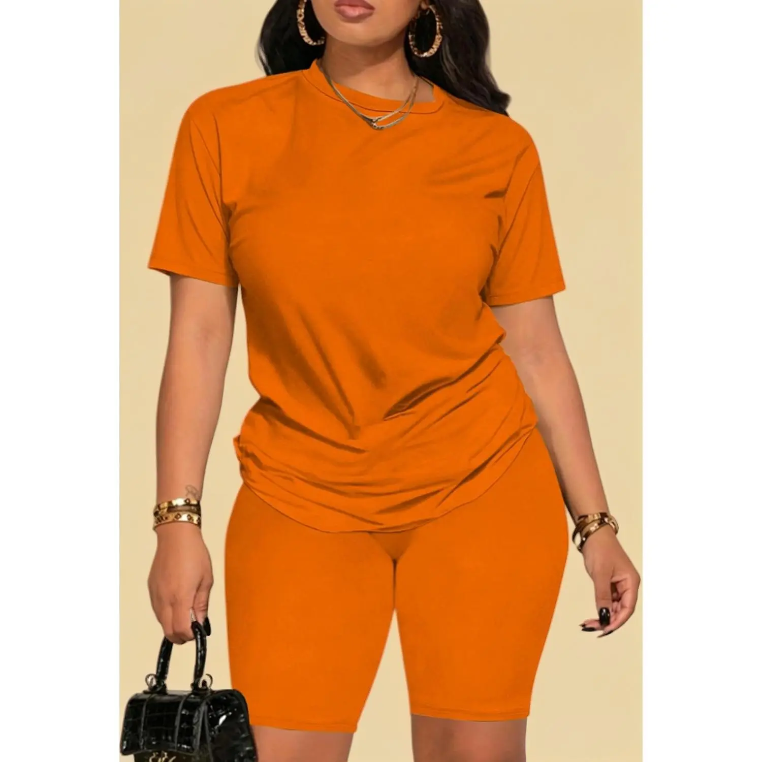 Women 2 Piece Outfits Summer Sweatsuits Biker Short Workout Jogger Sets