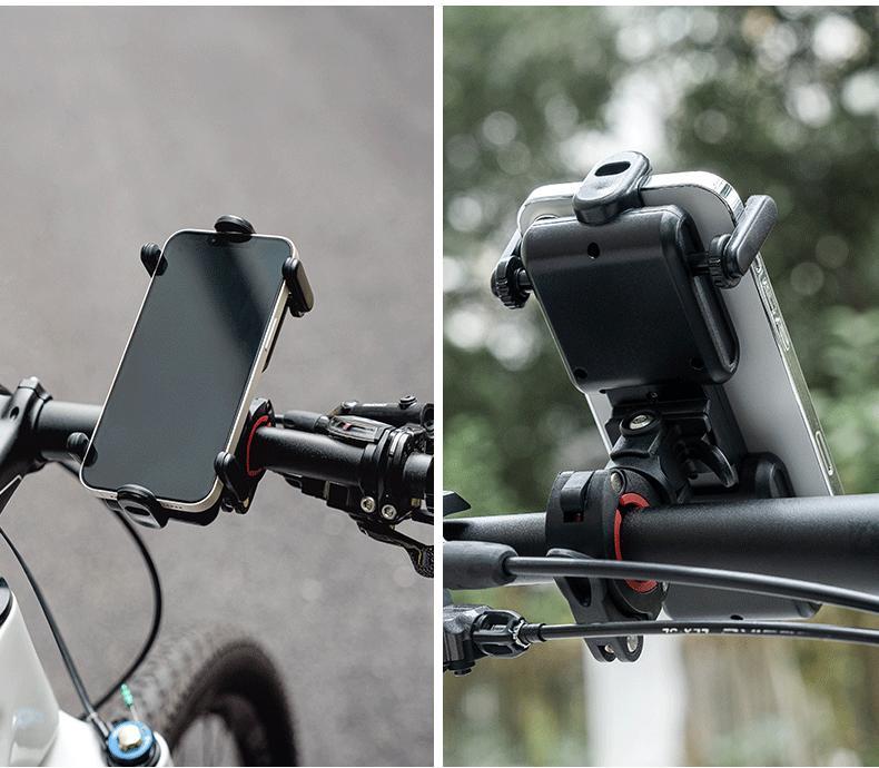 ROCKBROS Bike Phone Holder- Adjustable Motorcycle Phone Mount Handlebar Clip for Bicycle Scooter, Cell Phone Clamp for 4.1" - 6.7" Smartphones iPhone 14 Plus/Pro Max, 13 Pro Max, S9, S10 and More