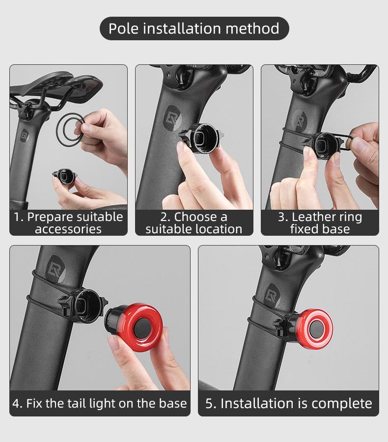 ROCKBROS Smart Bike Tail Light Break Sensing Bike Light Rechargeable Waterproof Auto On/Off Ultra Bright LED