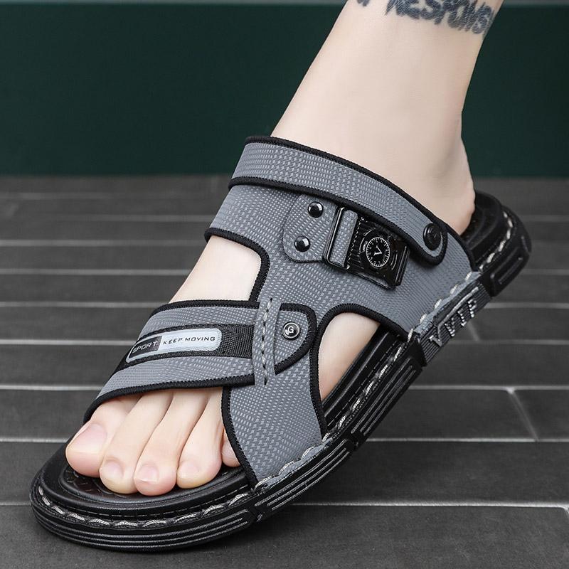 New Summer Men's Fashion Casual Outdoor Slippers, Trendy Stitched Two-In-One Sandals, Comfortable Non-Slip Beach Shoes