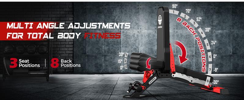 Pooboo Weight Bench, Adjustable Workout Bench for Home, 1500LBS Weight Capacity Heavy Duty Strength Training Bench, Flat/Incline/Decline Positions for Full Body Workout