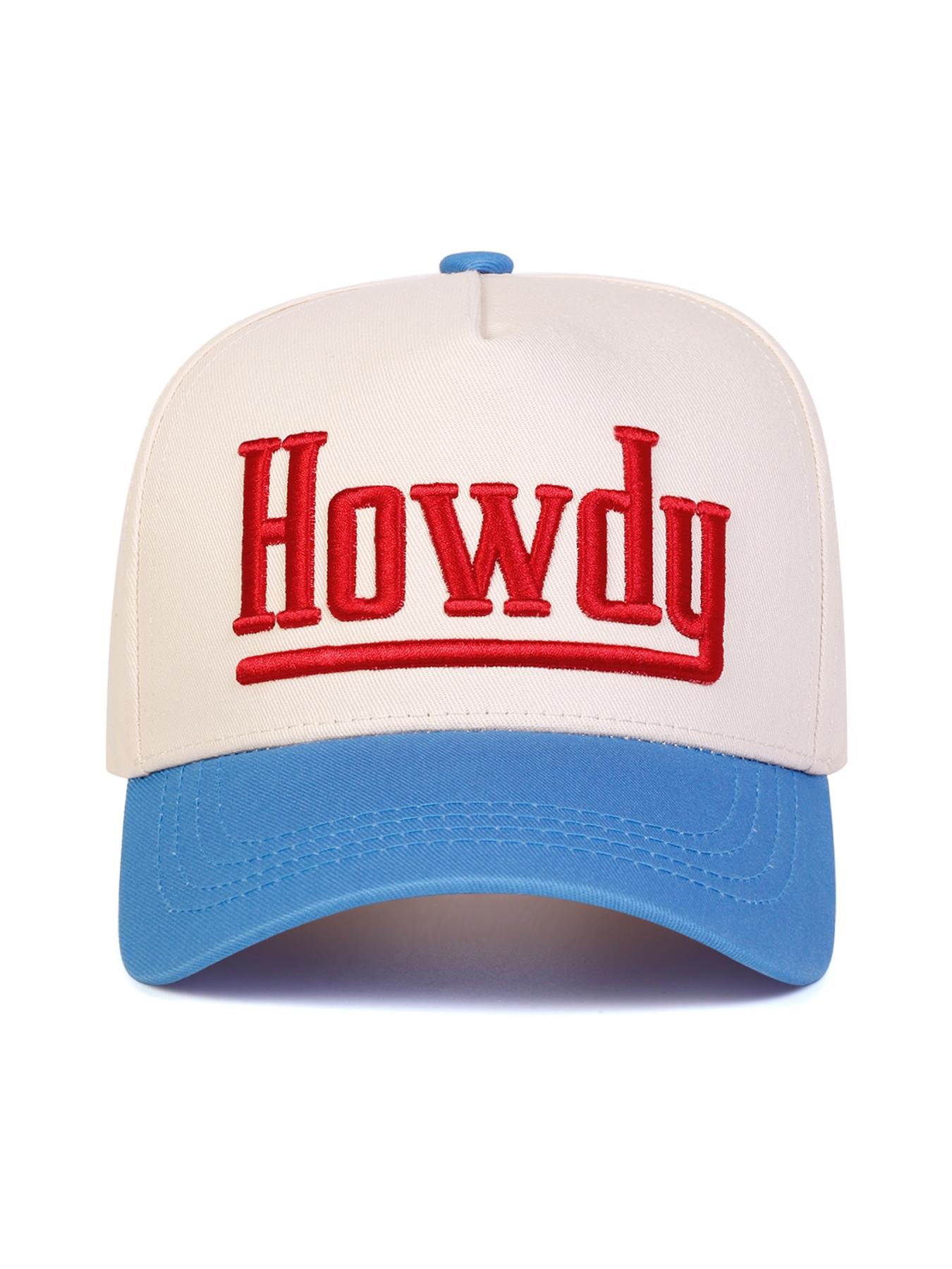 Unisex Howdy Embroidered Baseball Cap, Adjustable Outdoor Sun Protection Hat, Casual Striped Fitted Cap for Spring & Fall Travel