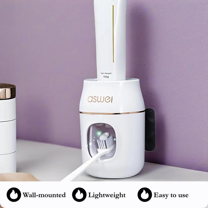 Automatic Toothpaste Dispenser Set, Wall-Mounted Lightweight Convenient Tube Squeezer, Easy-To-Use Bathroom Accessory