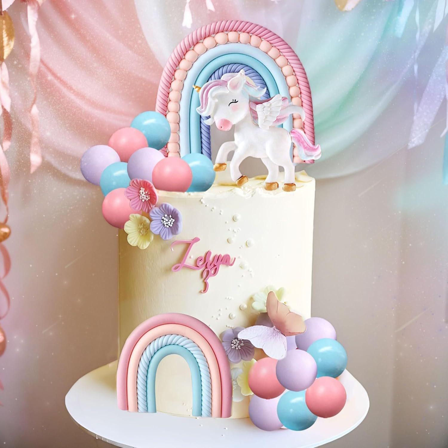 18 Unicorn Birthday Cake Decorations, Rainbow Baking Accessories, Baby Shower Party Dessert Table Decor, Fun and Colorful Design