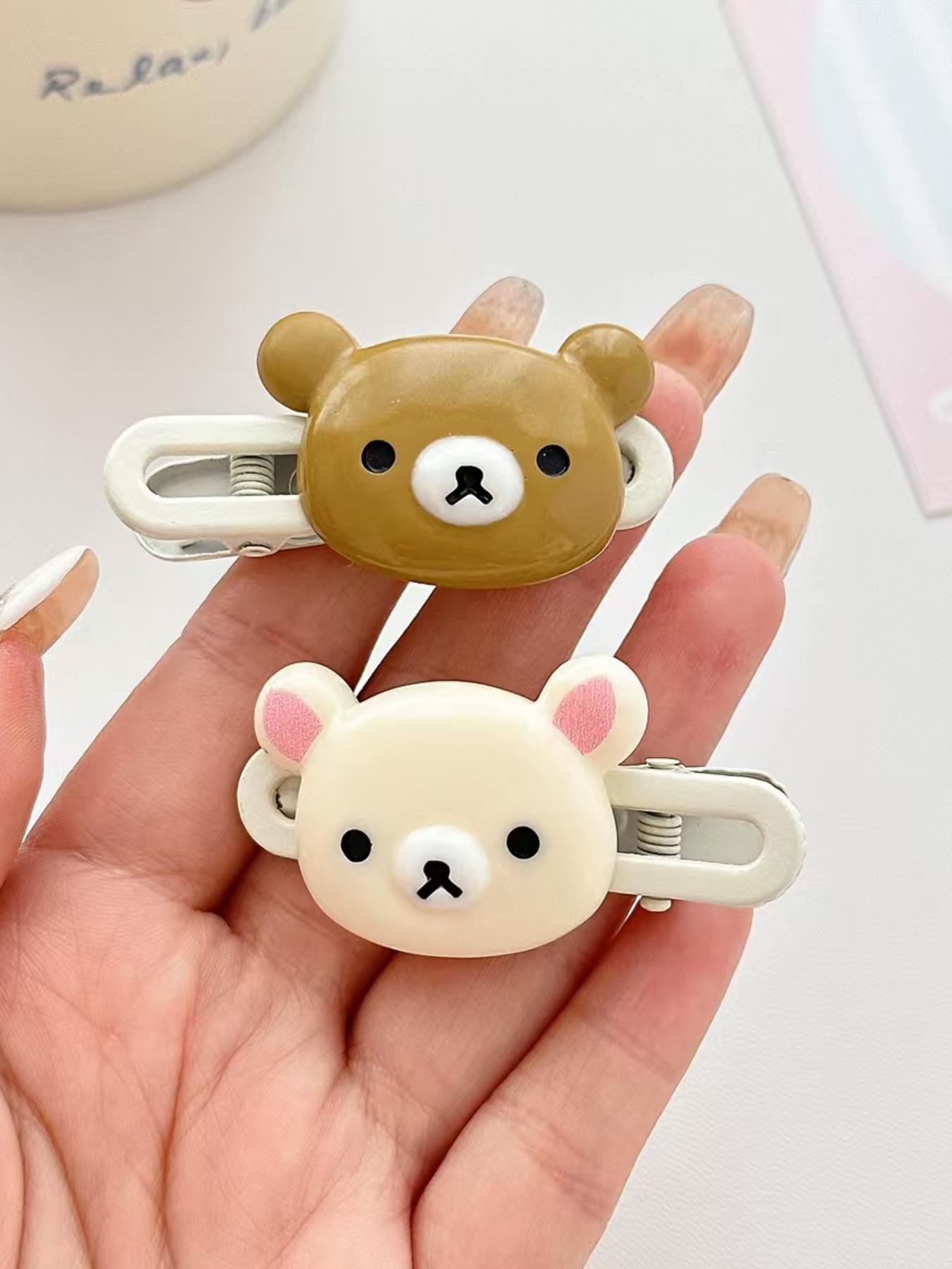 Cute Cartoon Bear Hair Clips Set, Sweet and Versatile, Girls Side Hair Accessories, 4 Pieces, Perfect for Daily Use