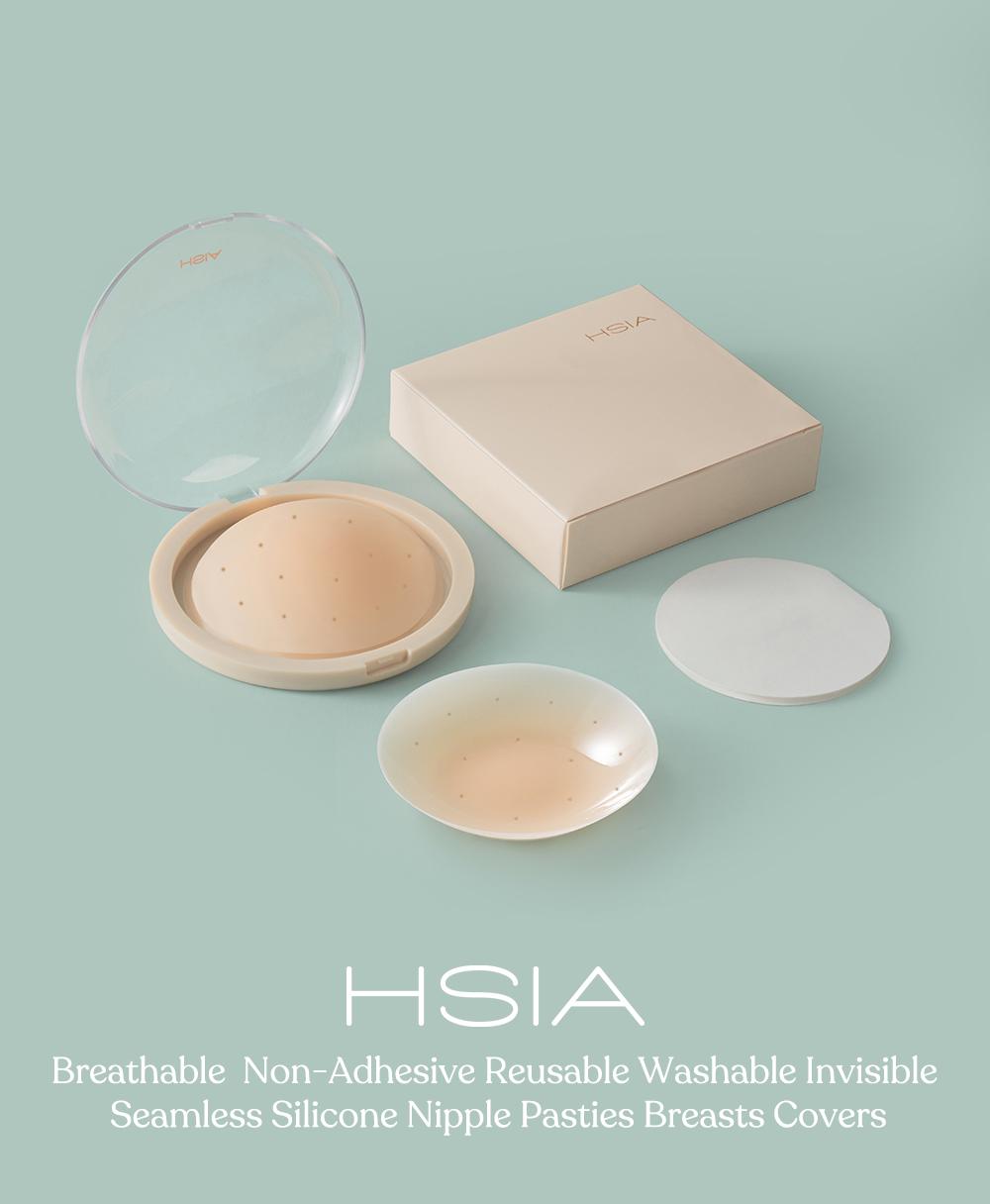HSIA Breathable Non-Adhesive Reusable Washable Invisible Seamless Silicone Nipple Pasties Breasts Covers