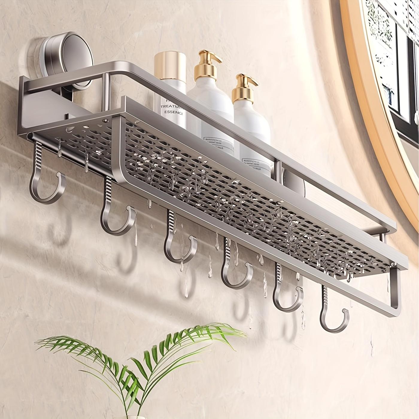 Fashion Multifunctional Metal Storage Rack - Easy to Install, Space-Saving Design, Effectively Organizes Home, Polished Surface, Wall Mounted Organizer with Drain Holes, Ideal for Bathroom or Kitchen Use