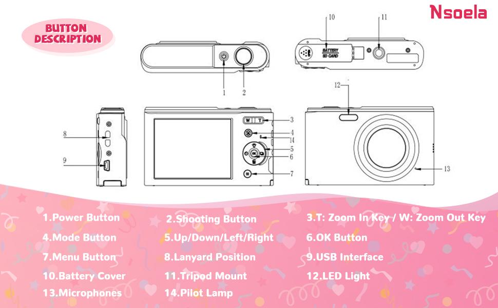 Auto Focus Digital Camera, Full HD 1080P/48MP Mini Camera with 16x Zoom for Teenagers Beginners, 32G Memory Card, Gift
