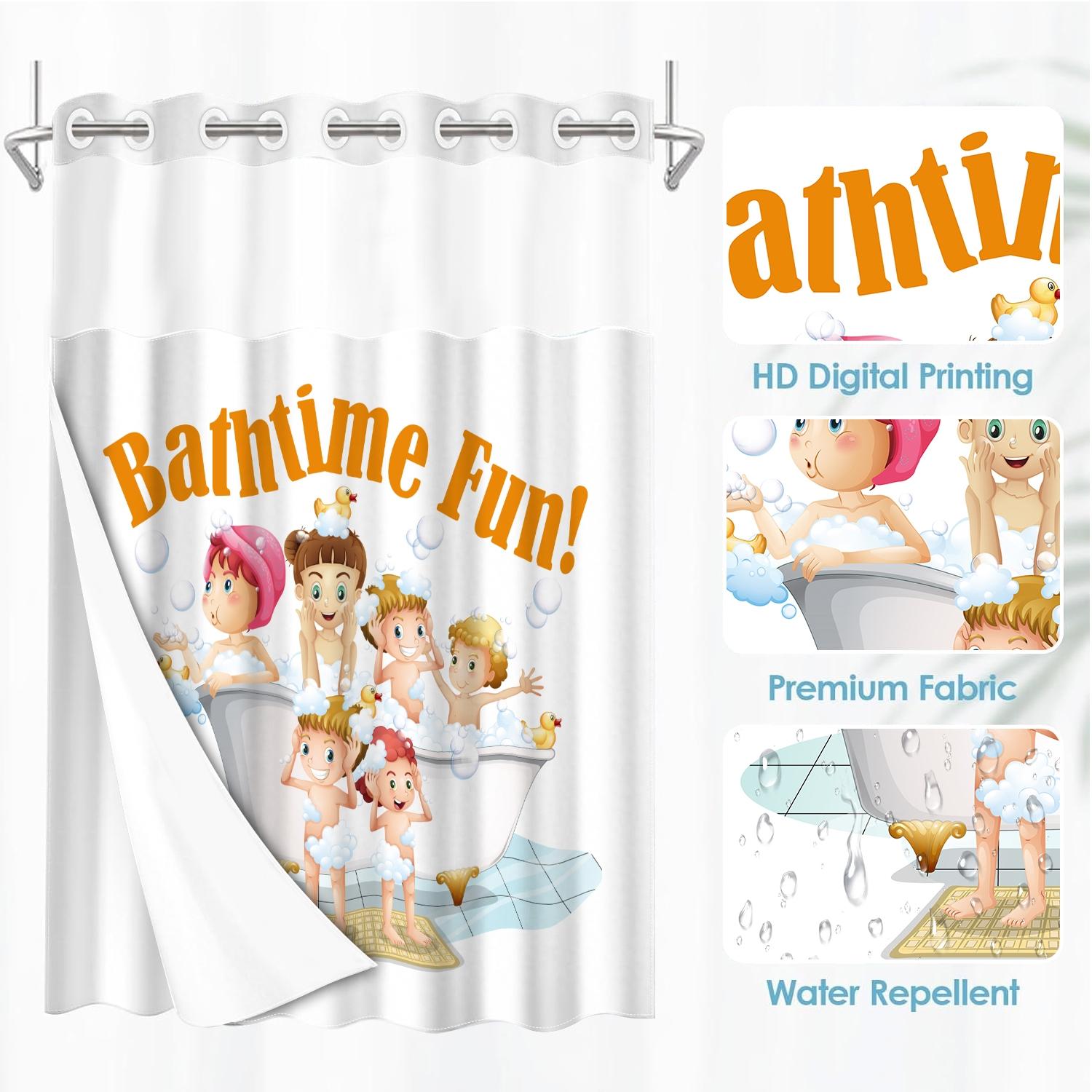 1PC double-layer large ring shower curtain, children play with bubbles in the bathtub, shower curtain, high-end quick drying hanging curtain, bathroom, curtain, waterproof, anti mold curtain