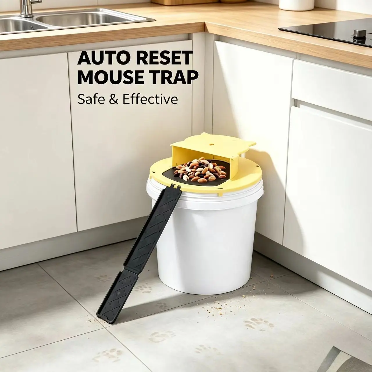 Reusable Automatic Mouse Trap （2pcs) Mousetraps, Easy Installation, Durable Pet Material, Ideal for 5 Gallon Buckets, Hunting, Outdoor Activities, Holiday Decor, Pest Control, Rodent Control
