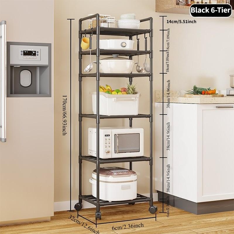 Multi-layer kitchen storage rack, floor-standing organizer for home use, bathroom shelf, no-drill microwave rack,  kitchen storage & organization, microwave stand, microwave rack with storage, kitchen shelf, kitchen storage and organization