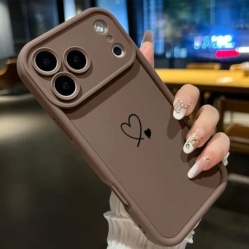 Soft Smartphone Casing for iPhone 17 Pro Max, 16 Plus, 15, 14, 13, 12, 11, Air - Handheld Cellphone Devices Case with Heart "A Tiny Embrace" Design, Full Coverage, Enhanced Lens Protection, Rugged Durable Shell for Girls (QXB846)