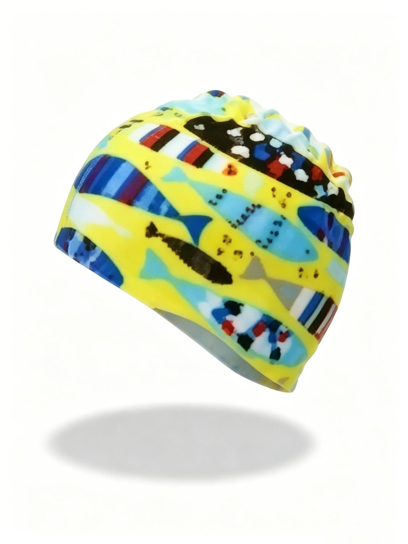 Kids Swimming Hat Digital Print High-Quality Fabric, Cartoon Design for Boys and Girls, Baby Swim Cap, Comfortable and Stylish