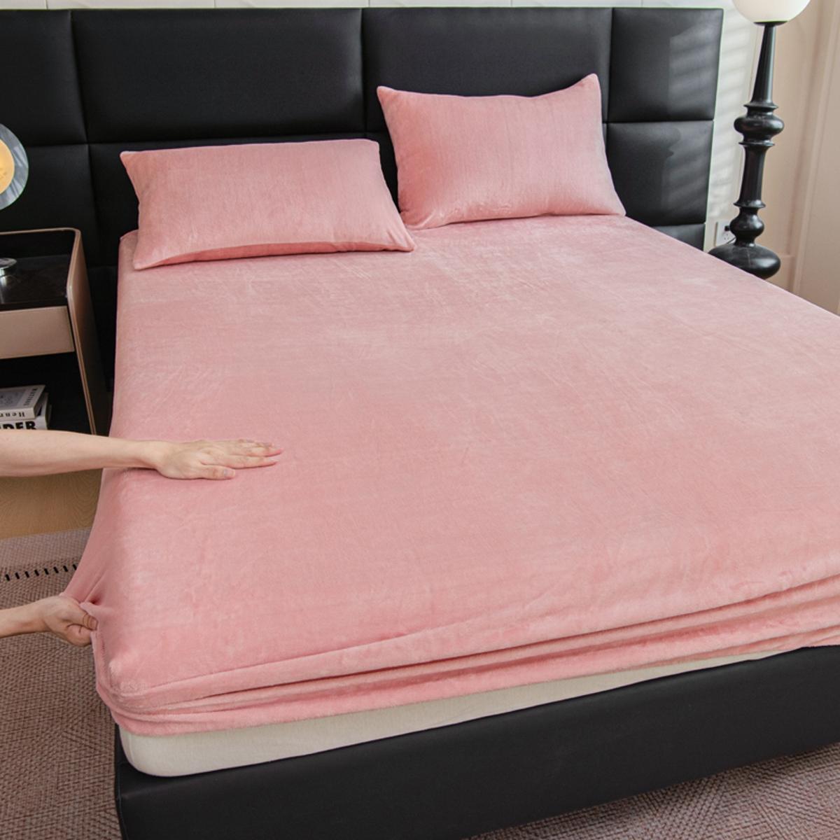 2pcs/3pcs Warm Solid Color Mattress Protector & Fitted Sheet Set – Includes 1 Deep Pocket Fitted Sheet + 2 Pillowcases, Soft Noiseless Breathable & Stain-Resistant, Machine Washable, Ideal for Bedrooms, Guest Rooms, Apartments, Dorms, and Homes with Kids,