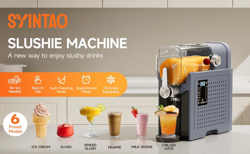 Slushie Machine-[Halloween and Christmas Gift]. Slushie Machine with 6 Preset Programs, 88oz Frozen Drink Maker for slush, Margaritas, Smoothie, Frappés, Milkshakes, Wine, and Auto-Cleaning