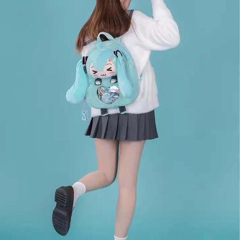 Hatsune Miku Unisex Graphic Fluffy Kawaii Trendy Bag Design Backpack - PVC & Resin Accents, Synthetic Material, "Future" Cute Style, Soft Plush, Large Capacity, Casual Fan Merchandise Gift for 12+ Years