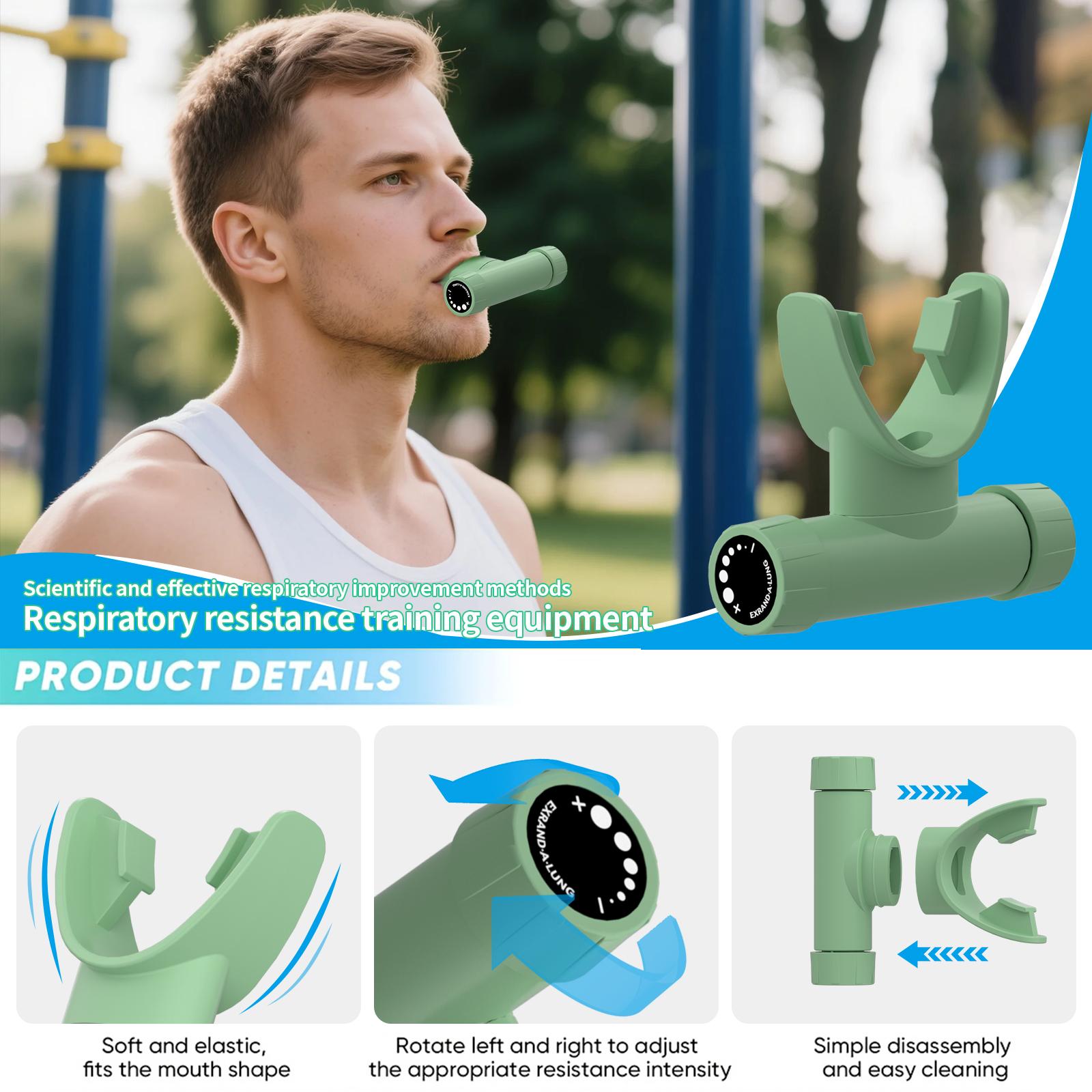 Breathing Lung Function Trainer Portable Respiratory Device, Home Training Equipment, Adjustable Resistance for Home Fitness, Lightweight and Compact