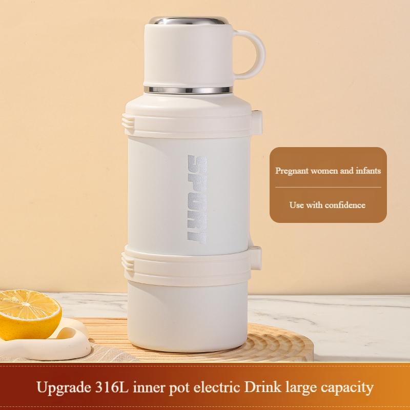 1L Large Capacity Stainless Steel Water Bottle with Foldable Handle and Leak-Proof Lid, Insulated for Hot/cold Drinks, Portable for Gym Camping Office Travel