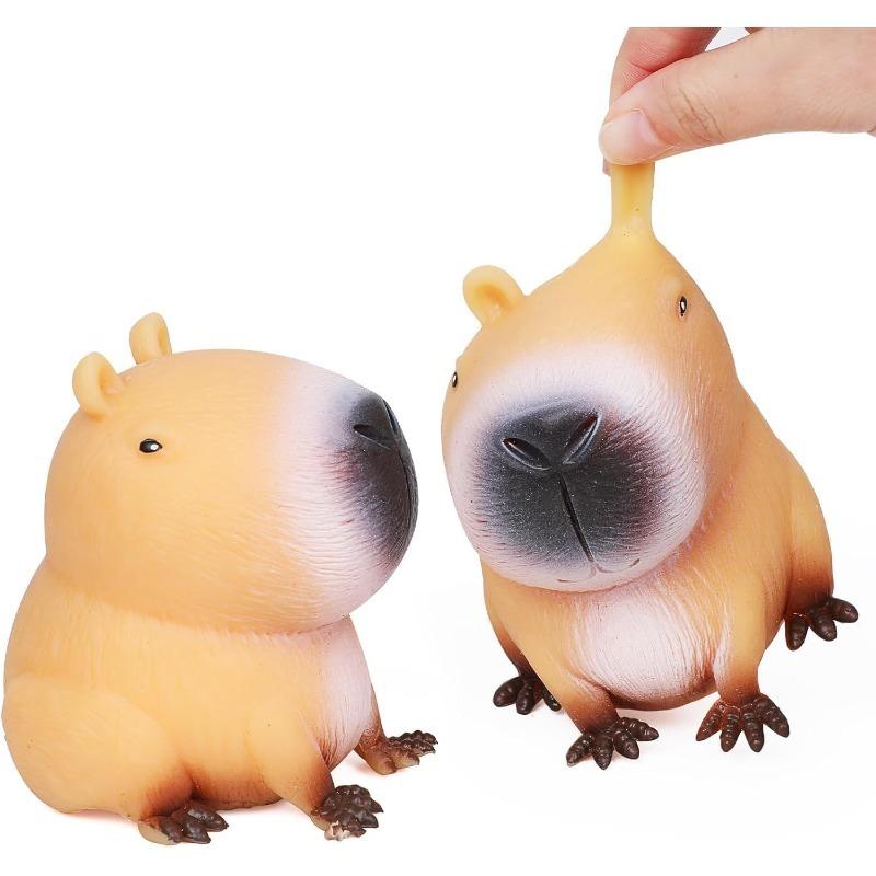 Extra Large & Super Soft Capybara Stress Balls, 2-Pack Squishy Stretchable Fidget Toys, Cute Animal Squeeze Toys for Kids Party Favors, Office & Classroom Sensory Stress Relief