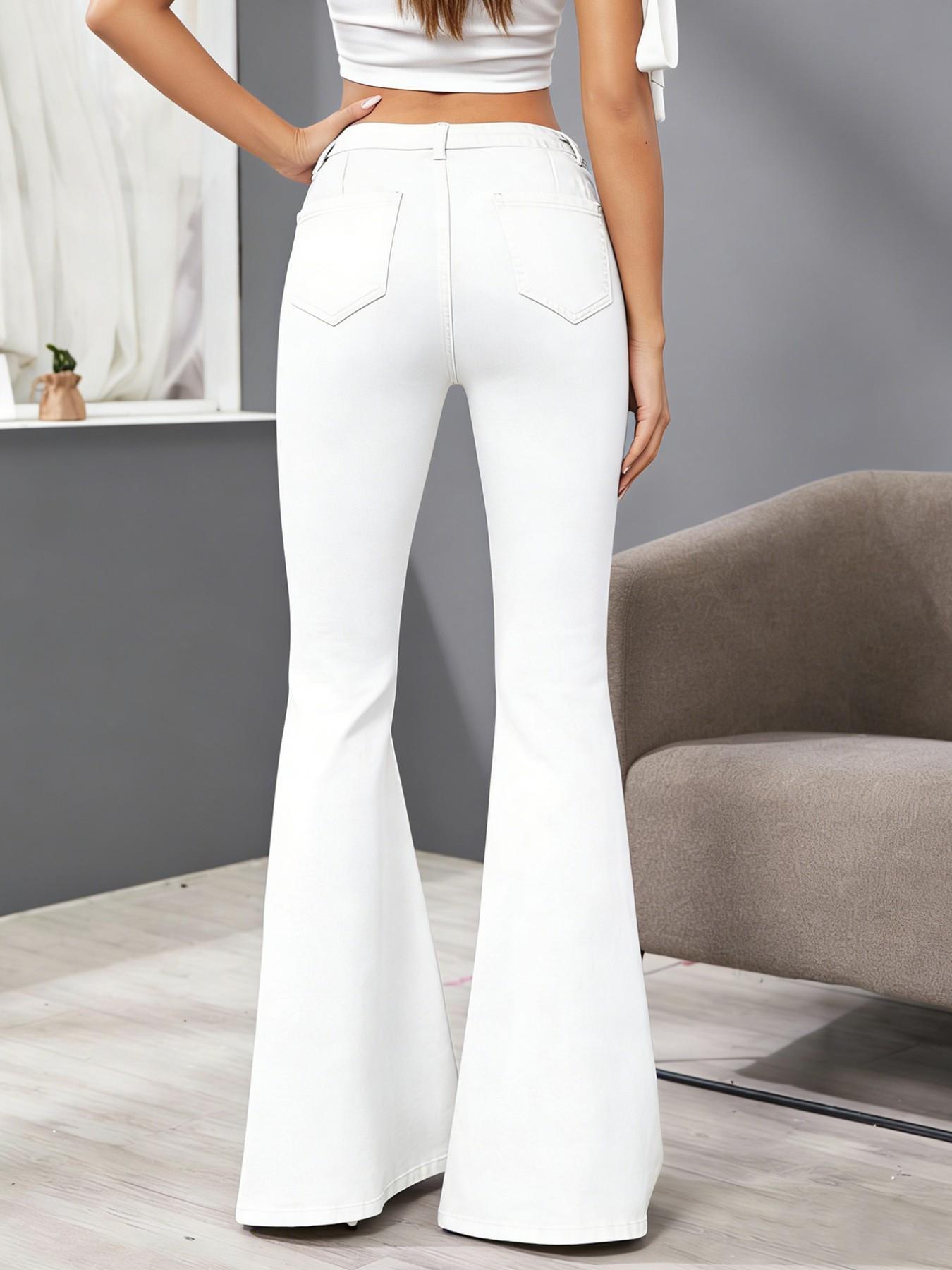 Women Vintage Washed High Waist Super Flare Jeans, Flared Bell Bottoms, Slim Stretch Bell Bottom Denim High Rise Jeans, Y2K Streetwear, Casual All Seasons Style