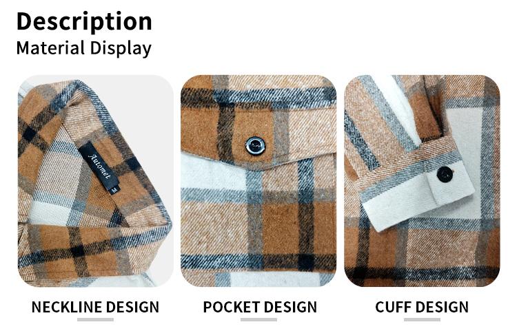 AUTOMET Womens Flannel Shacket Casual Jacket Plaid Button Down Long Sleeve Shirt Fall Winter Outfits pocket casual fabric