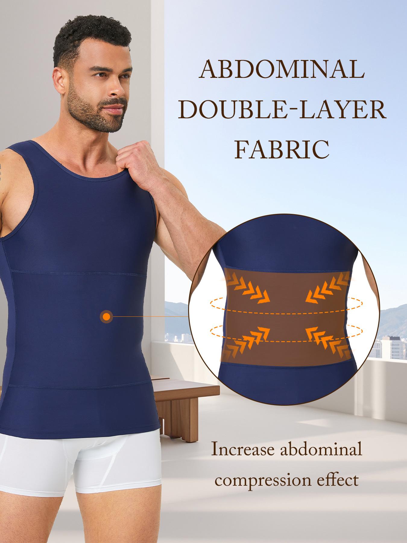 Men's Solid Color Plain Compression Shaper Top, Waist Trainer Vest, Waistline Shaper, High-Stretch Tummy-Control Shapewear Tank Top for Men, Compression Tops