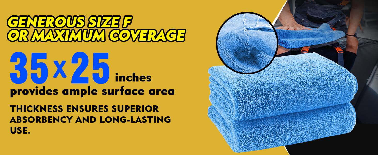Car Drying Towels, 2 Pack Professional Microfiber Towels for Cars, Scratch-Free, Highly Absorbent Drying Towel for Cars, SUVs, RVs, Trucks, and Boats, 31 x 24 inch, Blue