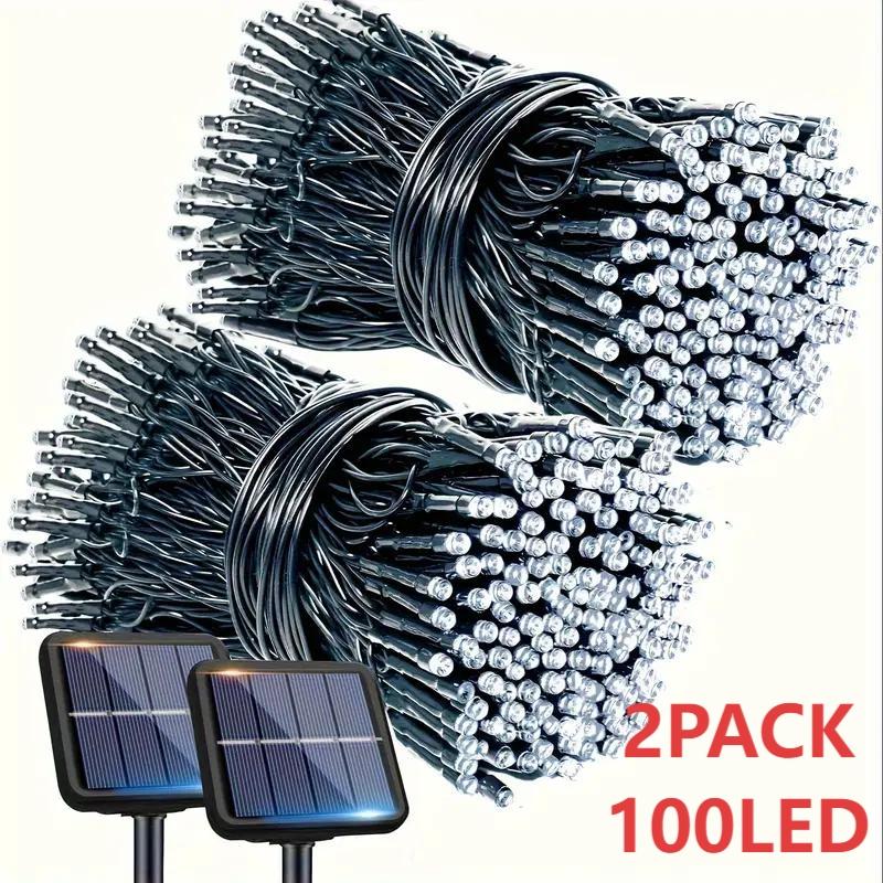 2pack Solar String Lights, 200 LED Christmas Lights with 8 Modes, Ip65 Waterproof Outdoor Garden Yard Wedding Birthday Party Decorations
