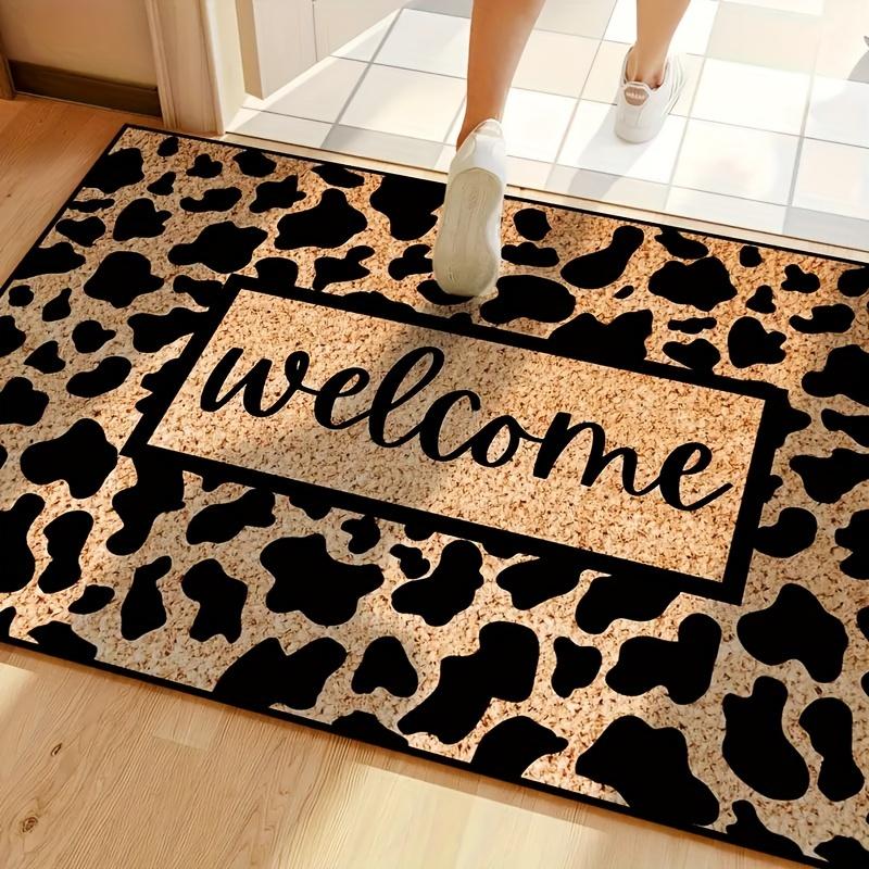 Patterned Cowhide Doormat, Stylish Brown, Suitable for Entrances, Bathroom Doors, Toilets, Hallway, and More. Ideal for Kitchens, Dining Rooms, Bathrooms, Hallways, Bedrooms, and Home Décor.