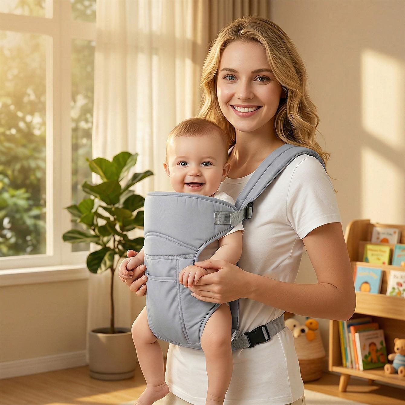 Ergonomic Baby Carrier, Comfortable and Lightweight, Easy to Wear, Waist Support, Suitable for Newborns to Toddlers, Summer Travel