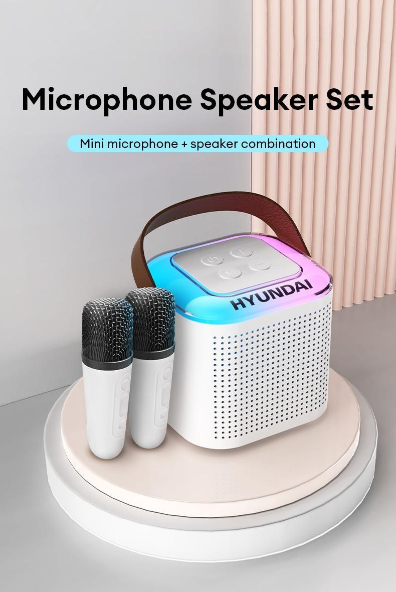 HYUNDAI S13 Portable Wireless Karaoke Bluetooth Speaker With Microphone HIFI Stereo Sound Subwoofers, KTV Speaker Subwoofer With Lighting Effect