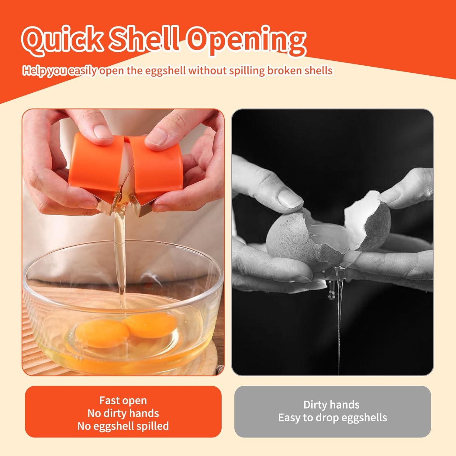 Egg Shell Opener, Egg Separator, Handheld Egg Beater, Multi-Functional Egg Cutter, Kitchen Gadget for Hard Boiled Eggs, Baking Tools, Utensils