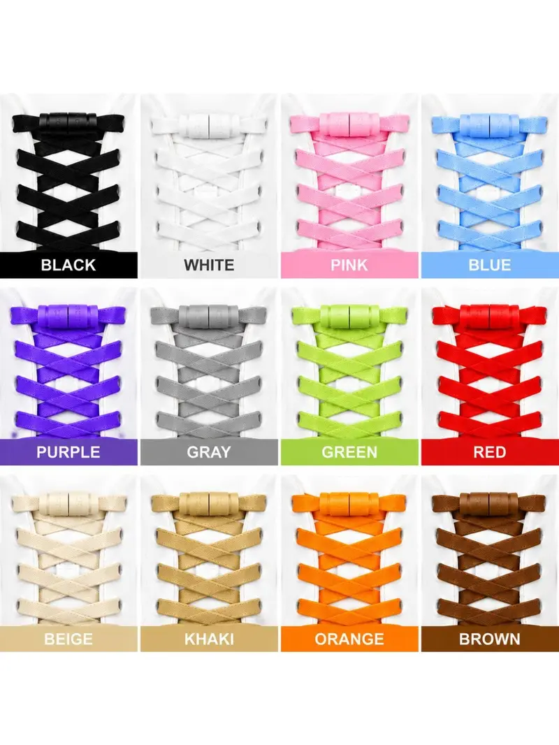 10 Pairs Adjustable Laces with Locks, Elastic Stretch Shoelaces for Kids and Adults, Quick Install Sports Shoes Laces, Shoe Strings for Sneakers