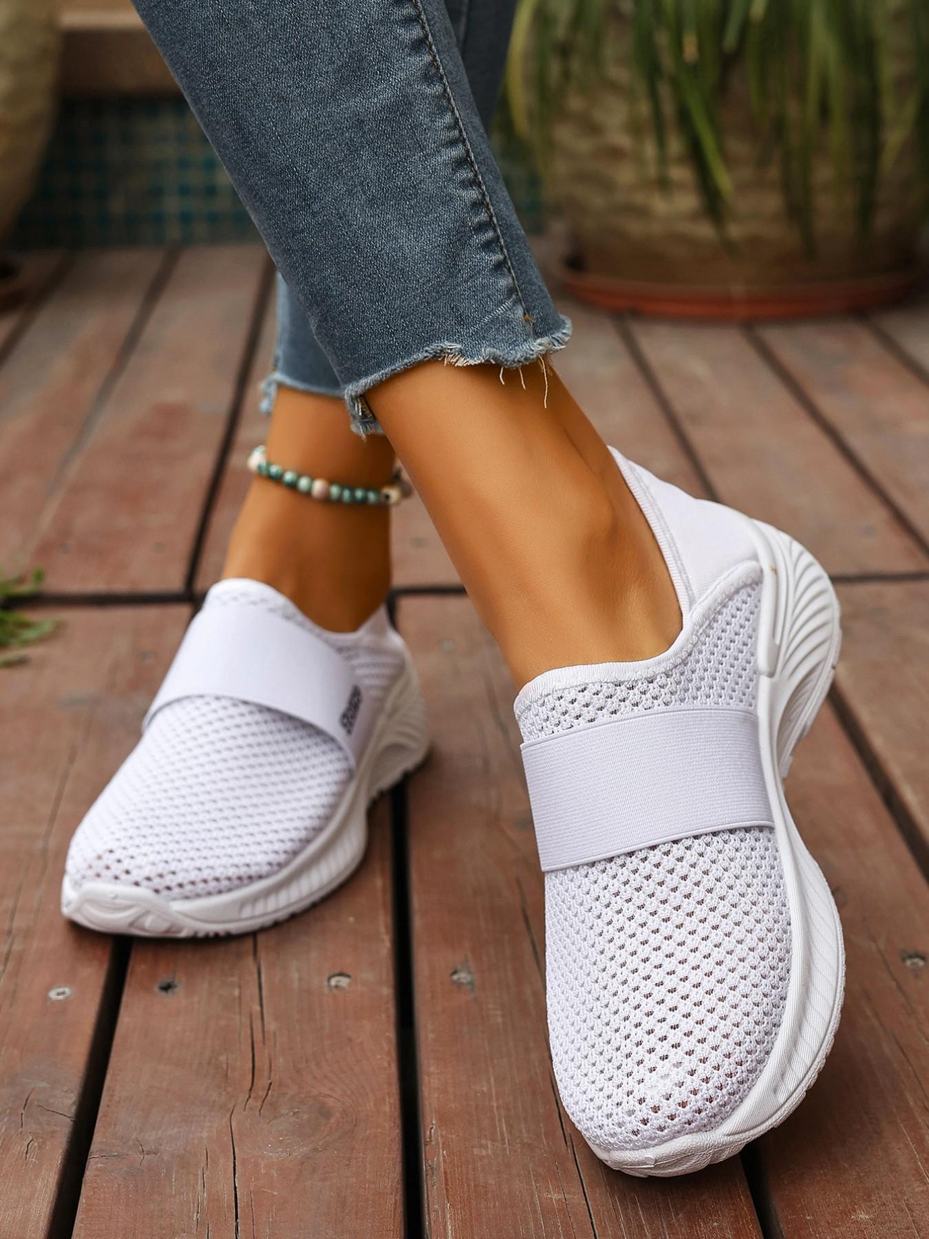 Unisex One-Step Slip-On Casual Sneakers, Lightweight Comfortable Running Shoes, Walking Shoes, Breathable Flyknit Sporty Leisure Footwear, Lightweight Slip Ons