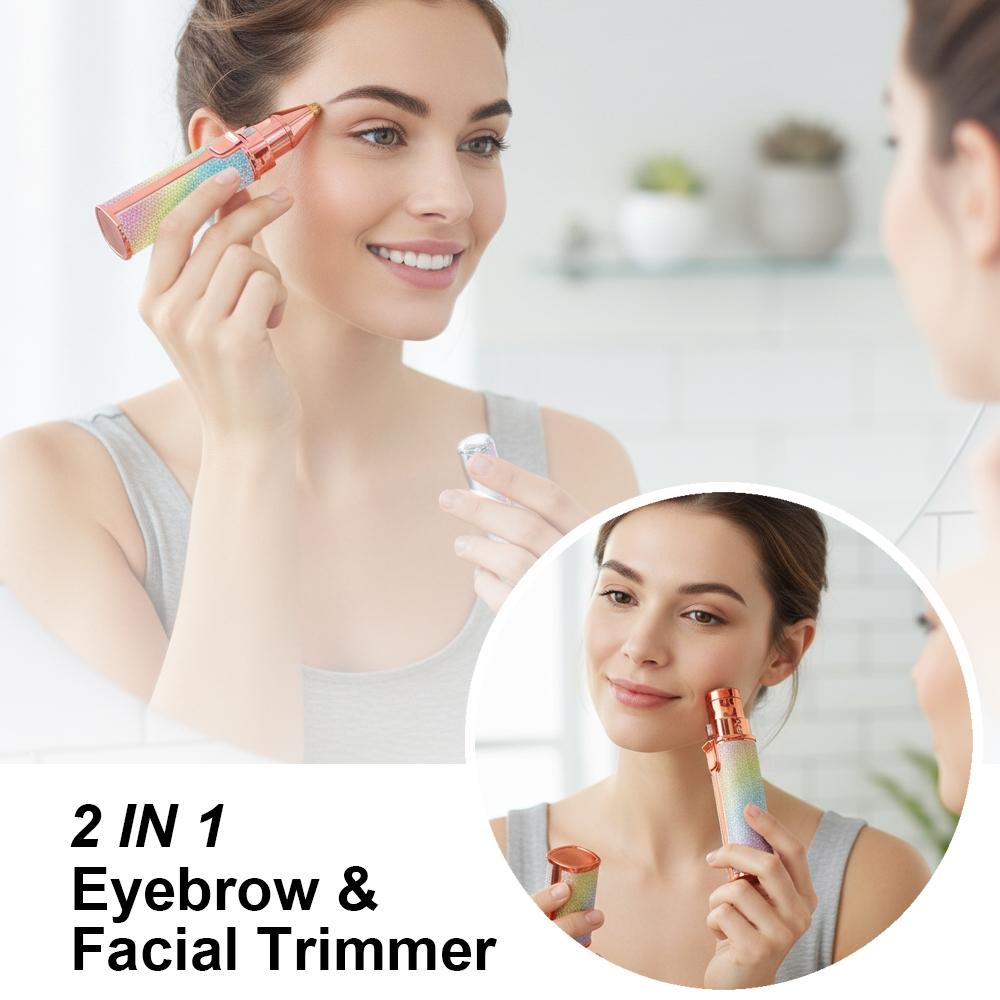 2 in 1 Facial & Eyebrow Hair Trimmer, Electric Eyebrow Trimmer, Portable Eyebrow Trimmer, Lip Facial Body Hair Removal Tool, Facial Hair Care Tool, Electric Shaver Women, Cordless Shaver