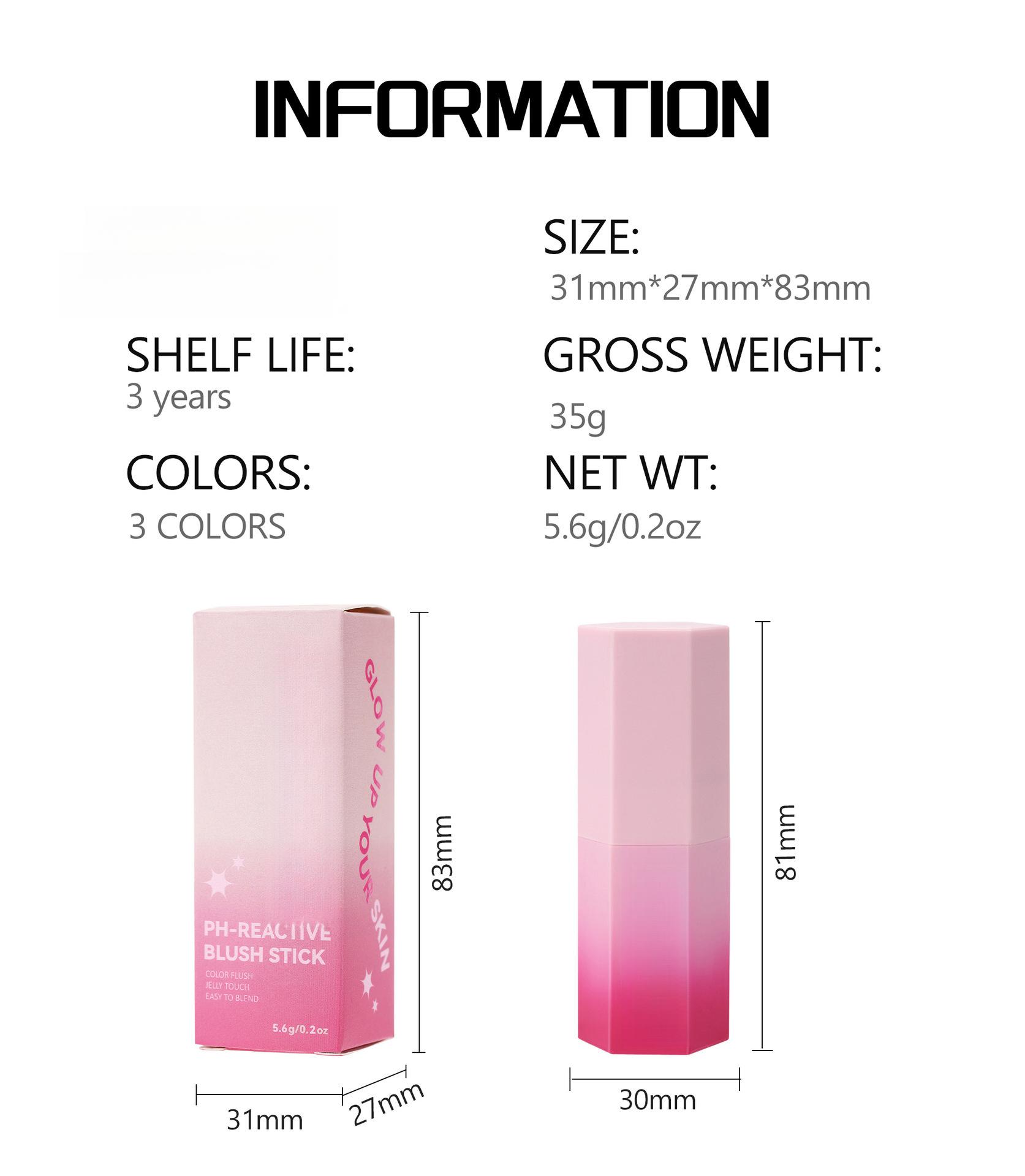 Temperature Changing Jelly Blush Stick, Multi-use Matte Cream Blush for Blush, Highlight & Contour