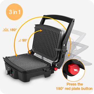 Panini Maker, iSiLER 2 Slice Panini Press Grill, Electric Sandwich Maker Non-Stick Coated Plates, Opens 180 Degrees for Cooking Breakfast Snacks