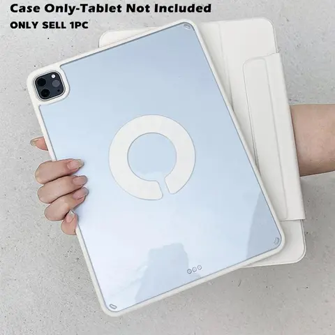 KENKE 2 in 1 Transparent Hard Shell Tablet Case, Magnetic Detachable Rotatable Tablet Protective Cover, Smart Tablet Protector for iPad 2026 A16 10th Gen 11th gen case M4 Air Pro 11-inch Pro 13 Mini 6 mini 7 A17 Air 4 5 6 7 8 (Case Only)
