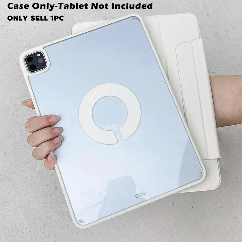 KENKE 2 in 1 Transparent Hard Shell Tablet Case, Magnetic Detachable Rotatable Tablet Protective Cover, Smart Tablet Protector for iPad 2026 A16 10th Gen 11th gen case M4 Air Pro 11-inch Pro 13 Mini 6 mini 7 A17 Air 4 5 6 7 8 (Case Only)
