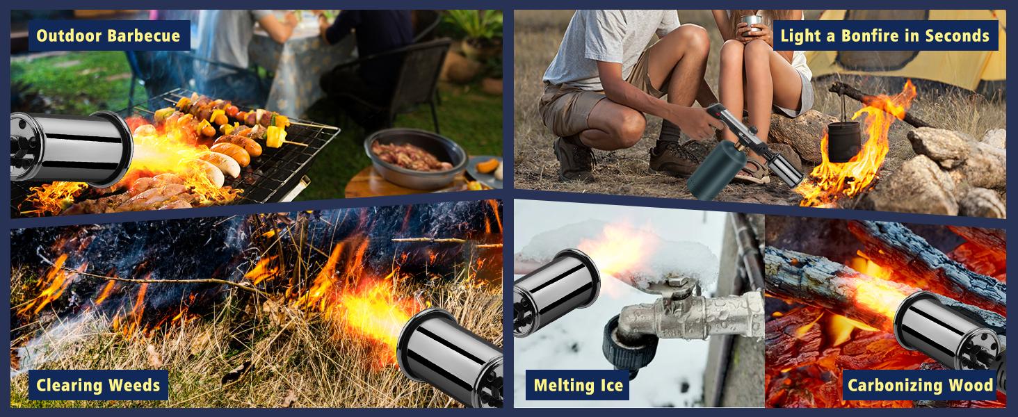 ARTFLAMM Powerful Propane Torch Gun, Grill Gun with Turbo Mode & Safety Lock, Charcoal Torch, Kitchen Blow Torch for Cooking, BBQ, Searing Steak (Tank Not Included)