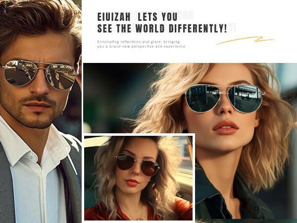 Eiuizah Polarized Aviator Sunglasses for Men Women, Classic Sun Glasses for Driving, Fishing, with UV Protection