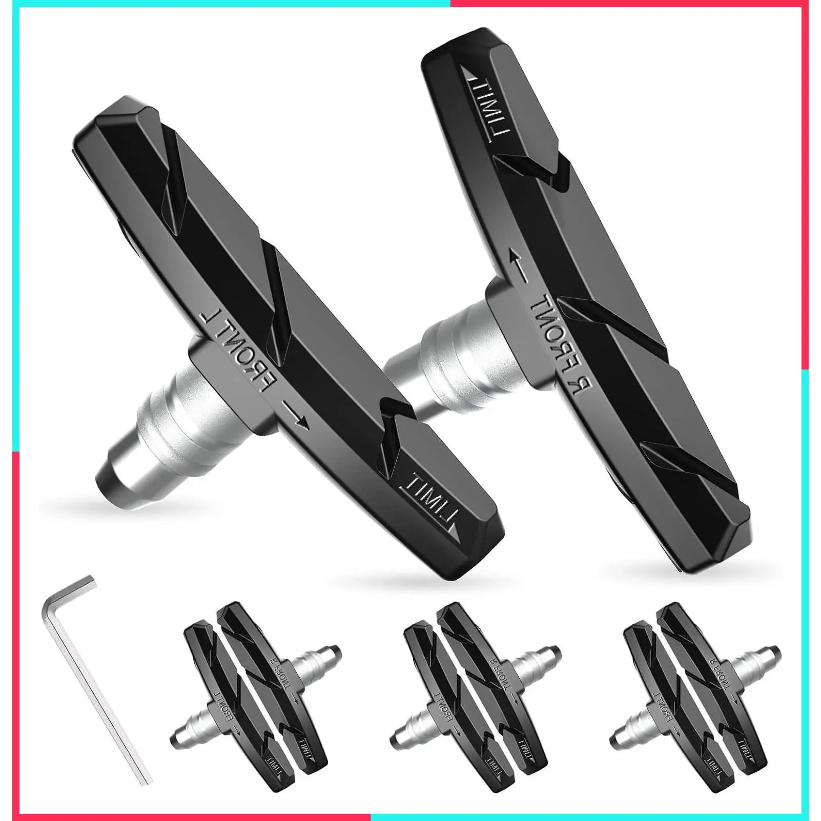 6 PCS 70mm V-Brake Bike Brake Pads with Wrench & Shims for Road MTB