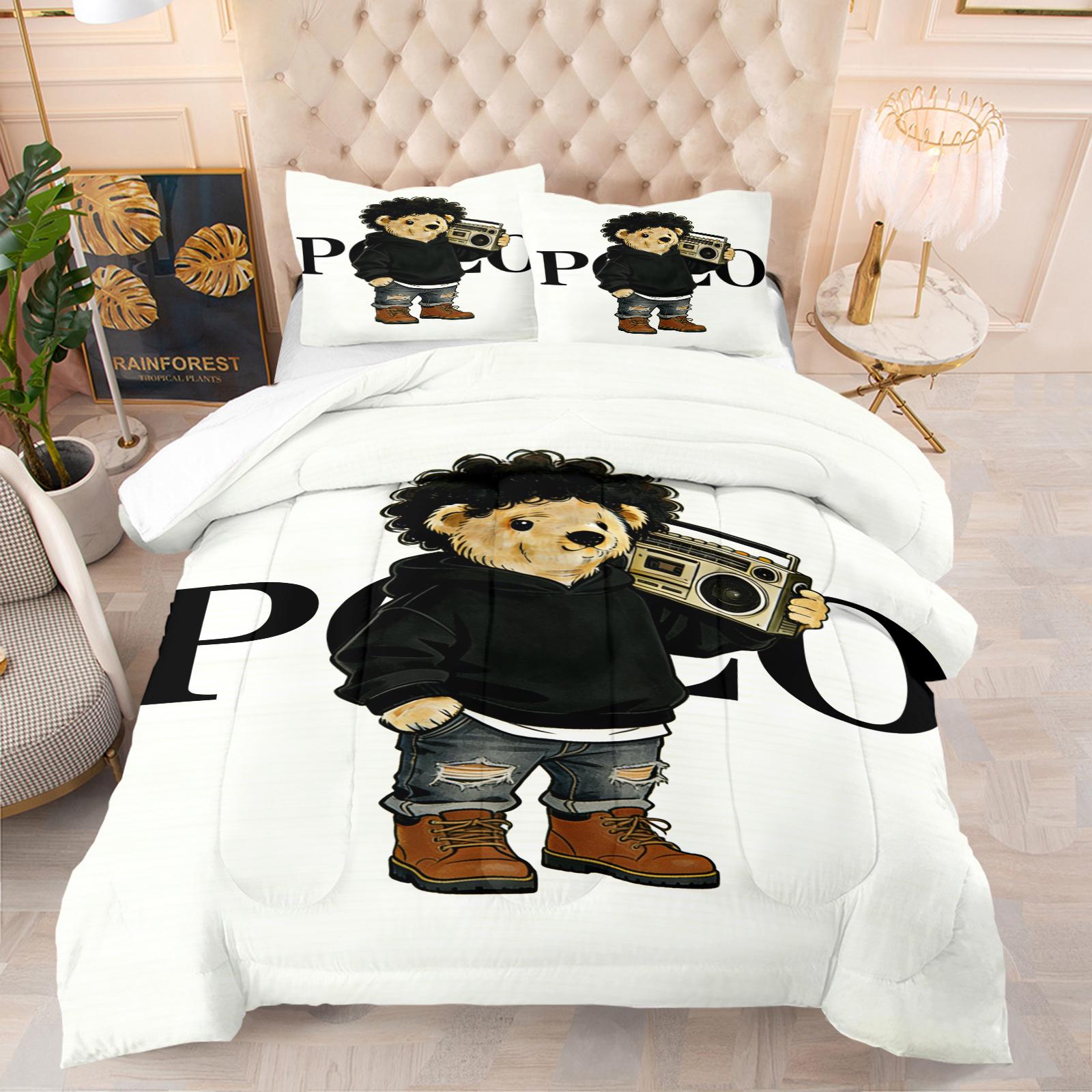 Bamboo Print Pattern Bedding Set, Includes 1 Quilt and 1 or 2 Pillowcases Without Pillow Inserts, Soft Bedroom Decor for Kids or Adults, Perfect Gift