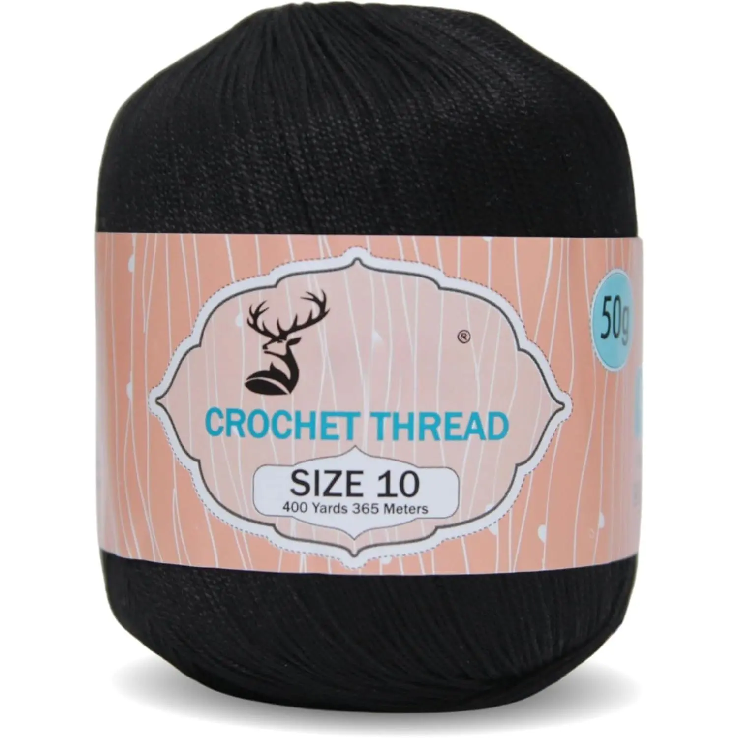 Size 10 Crochet Thread |  Combed Mercerized  | Oeko-TEX Certified | 50g Ball 400 Yards | Ideal for Lace, Tatting & Crochet Projects (Black, Size 10 Single)